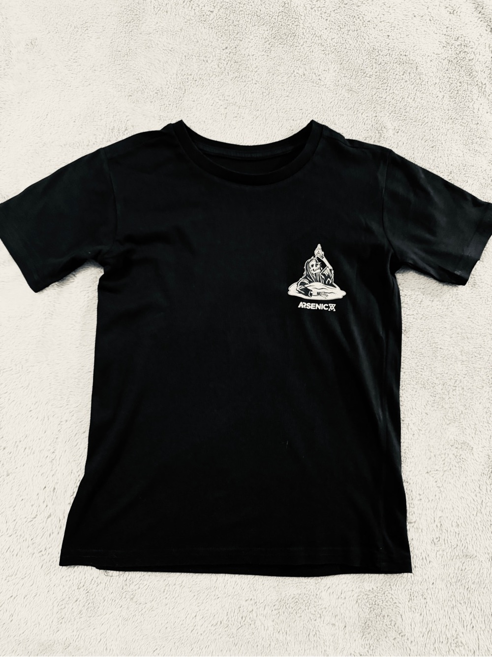 Arsenic Black Short Sleeve Graphic Tee for Kids Sz 6-7